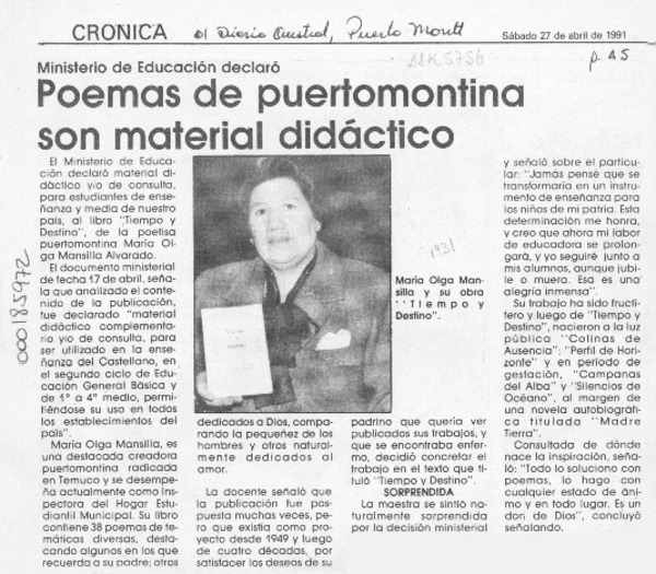 Poemas de puertomontina son material didáctico  [artículo].