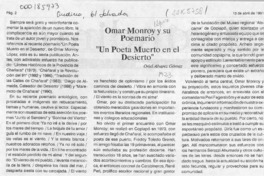 Omar Monroy y su poemario "Un poeta muerto en el desierto"  [artículo] Oriel Alvarez Gómez.