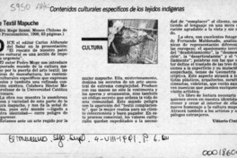 Arte textil mapuche  [artículo] Vittorio Cintolesi.