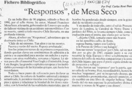 "Responsos", de Mesa Seco  [artículo] Carlos René Ibacache.