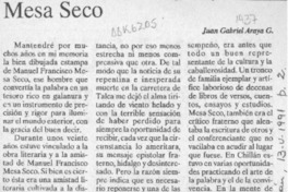 Mesa Seco  [artículo] Juan Gabriel Araya G.