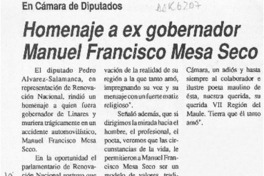 Homenaje a ex gobernador Manuel Francisco Mesa Seco  [artículo].