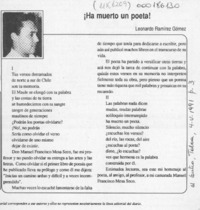 Ha muerto un poeta!  [artículo] Leonardo Ramírez Gómez.