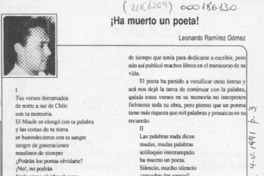 Ha muerto un poeta!  [artículo] Leonardo Ramírez Gómez.