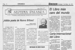 Adiós poeta de Nueva Bilbao!  [artículo] Adriano Améstica.