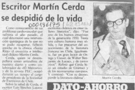 Escritor Martín Cerda se despidió de la vida  [artículo].