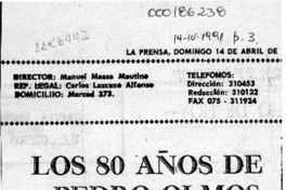 Los 80 años de Pedro Olmos  [artículo] José Ilic Toro.