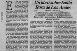 Un libro sobre Santa Rosa de Los Andes  [artículo] León Santoro F.