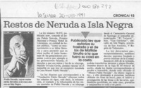 Restos de Neruda a Isla Negra  [artículo].