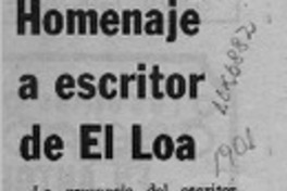 Homenaje a escritor de El Loa  [artículo].