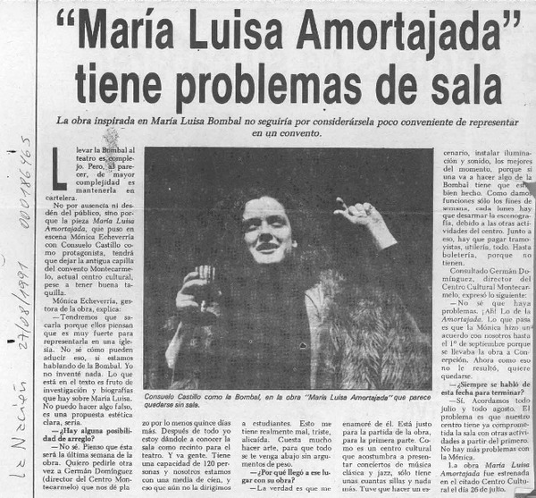María Luisa Amortajada" tiene problemas de sala  [artículo].