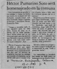 Héctor Pumarino Soto será homenajeado en la comuna  [artículo].