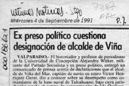 Ex preso político cuestiona designación de alcalde de Viña  [artículo].