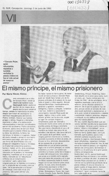 El mismo príncipe, el mismo prisionero  [artículo] María Nieves Alonso.