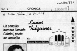 Un sencillo hombre llamado Gabriel, poeta de vocación  [artículo] Orlando Gutiérrez Salinas.
