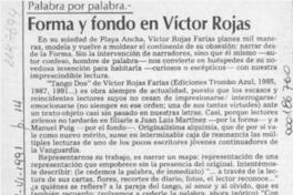 Forma y fondo en Víctor Rojas  [artículo] Marcelo Novoa.