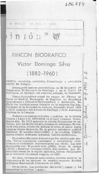 Víctor Domingo Silva (1882-1960)  [artículo].