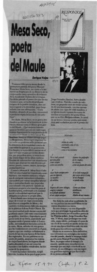 Mesa Seco, poeta del Maule  [artículo] Enrique Volpe.