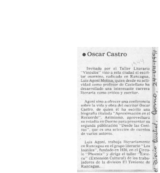 Oscar Castro  [artículo].