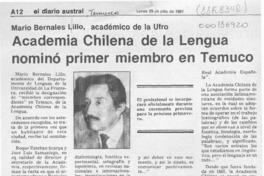 Academia Chilena de la Lengua nominó primer miembro en Temuco  [artículo].