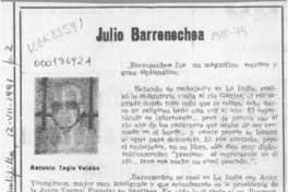 Julio Barrenechea  [artículo] Antonio Tagle Valdés.