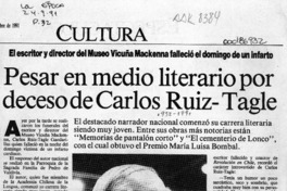 Pesar en medio literario por deceso de Carlos Ruiz-Tagle  [artículo].