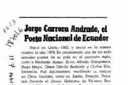 Jorge Carrera Andrade, el poeta nacional de Ecuador  [artículo].