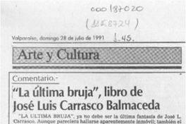 "La última bruja", libro de José Luis Carrasco Balmaceda  [artículo] Magdiel Gutiérrez Pérez.