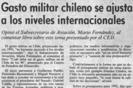 Gasto militar chileno se ajusta a los niveles internacionales