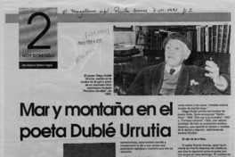 Mar y montaña en el poeta Dublé Urrutia  [artículo] Marino Muñoz Lagos.