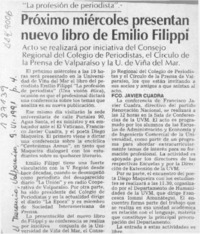 Próximo miércoles presentan nuevo libro de Emilio Filippi  [artículo].