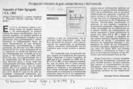 Impuesto al valor agregado, I. V. A. 1991  [artículo] Osvaldo Torres-Ahumada.