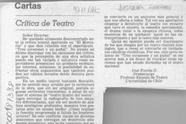 Crítica de teatro  [artículo] José Pineda.