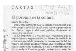 El porvenir de la cultura  [artículo] Santiago Plant K.