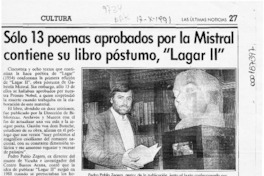 Sólo 13 poemas aprobados por la Mistral contiene su libro póstumo, "Lagar II"  [artículo].