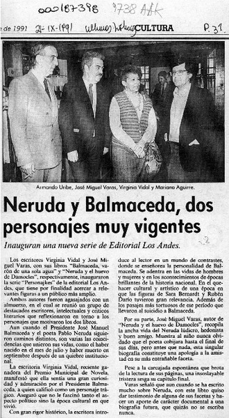 Neruda y Balmaceda, dos personajes muy vigentes  [artículo].