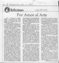 Por amor al arte  [artículo] María Eugenia Fontecilla.