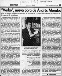 "Verbo", nueva obra de Andrés Morales  [artículo] Angélica Rivera.