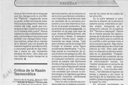 Crítica de la razón tecnocrática  [artículo] María Ester Donoso.