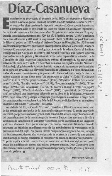 Díaz-Casanueva  [artículo] Virginia Vidal.