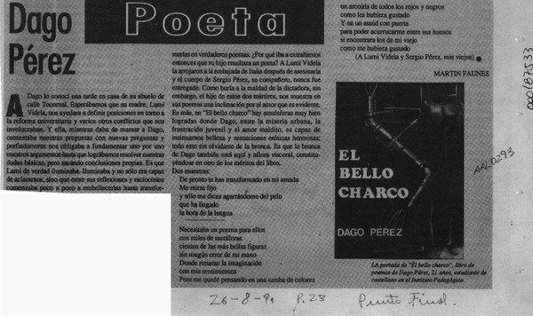 Dago Pérez, poeta  [artículo] Martín Faunes.