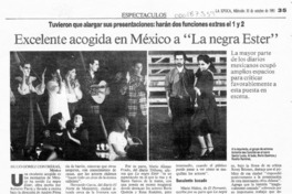 Excelente acogida en México a "La negra Ester"  [artículo] Hugo Gómez Contreras.