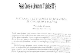 Matanza y re-vivencia de dos mitos; el consejero y Bolívar