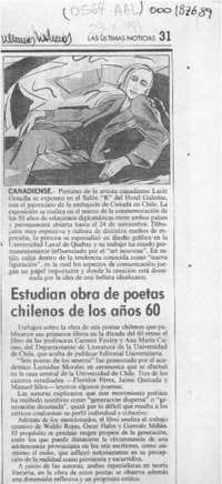 Estudian obra de poetas chilenos de los años 60  [artículo].