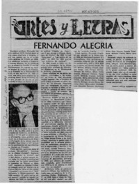 Fernando Alegría  [artículo] Darío de la Fuente D.
