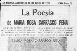 La poesía de María Rosa Carrasco Peña  [artículo] Alfonso Larrahona Kästen.