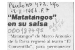 "Matatangos" en su salsa  [artículo] Yolanda Montecinos [y] M. Eugenia Meza B.