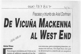 De Vicuña Mackenna al west end  [artículo] Rafael Otano.