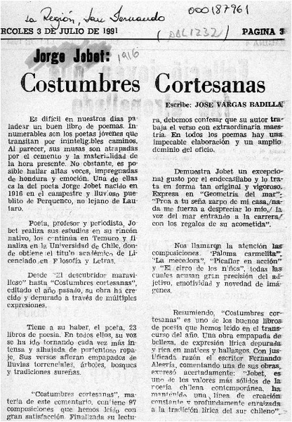 Costumbres cortesanas  [artículo] José Vargas Badilla.