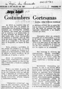 Costumbres cortesanas  [artículo] José Vargas Badilla.